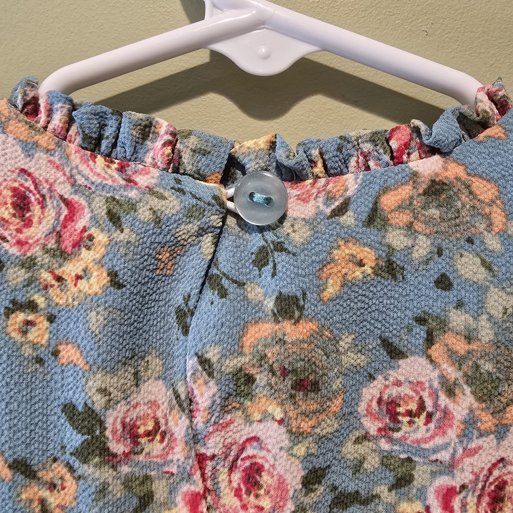 Bonnie Jean Blue Floral Baby Doll Style Dress with Pink Accents Kid's Size 6 - Picture 4 of 7